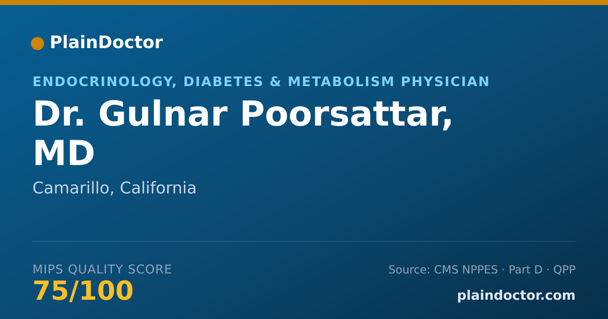 Shareable card for Gulnar Poorsattar, MD - Endocrinology, Diabetes & Metabolism Physician, Camarillo, CA