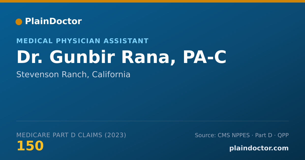 Shareable card for Gunbir Rana, PA-C - Medical Physician Assistant, Stevenson Ranch, CA
