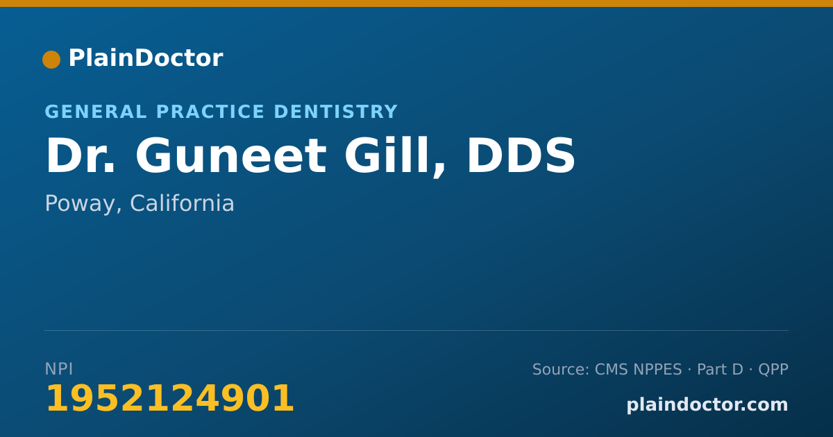 Shareable card for Guneet Gill, DDS - General Practice Dentistry, Poway, CA