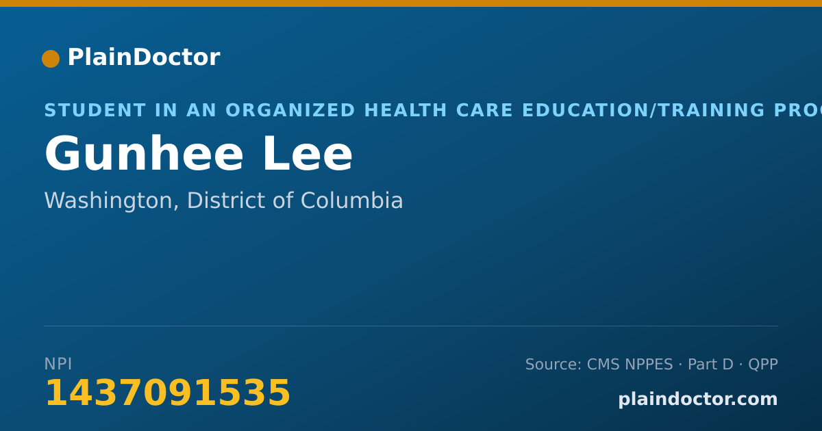 Shareable card for Gunhee Lee - Student in an Organized Health Care Education/Training Program, Washington, DC