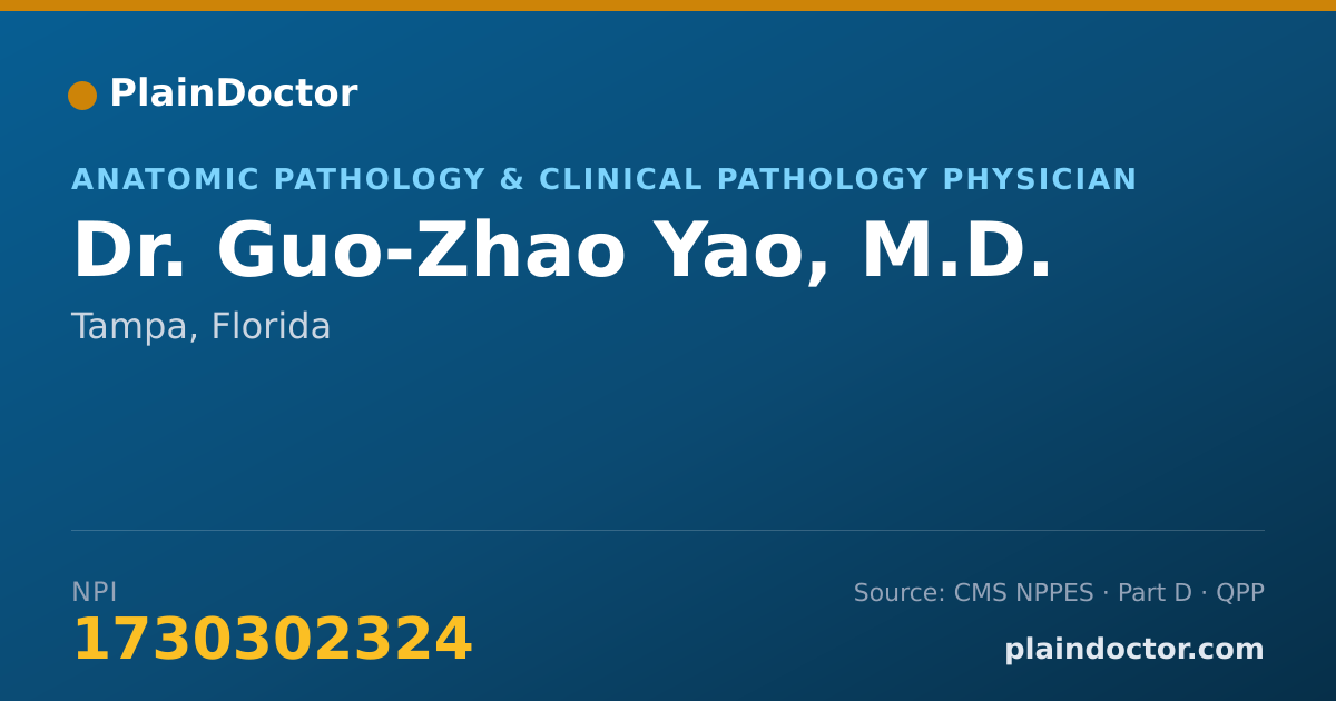 Shareable card for Guo-Zhao Yao, M.D. - Anatomic Pathology & Clinical Pathology Physician, Tampa, FL