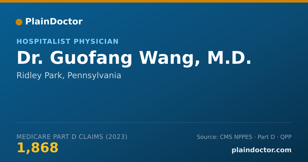 Shareable card for Guofang Wang, M.D. - Hospitalist Physician, Ridley Park, PA