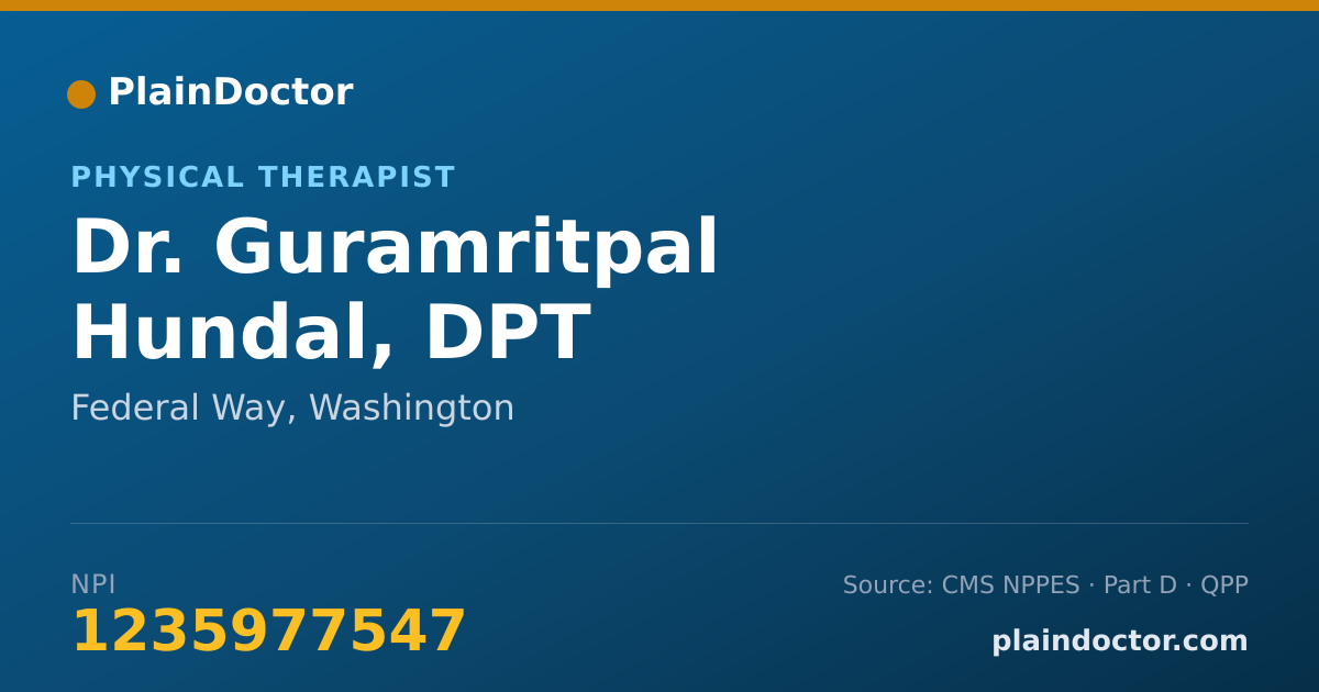 Shareable card for Guramritpal Hundal, DPT - Physical Therapist, Federal Way, WA