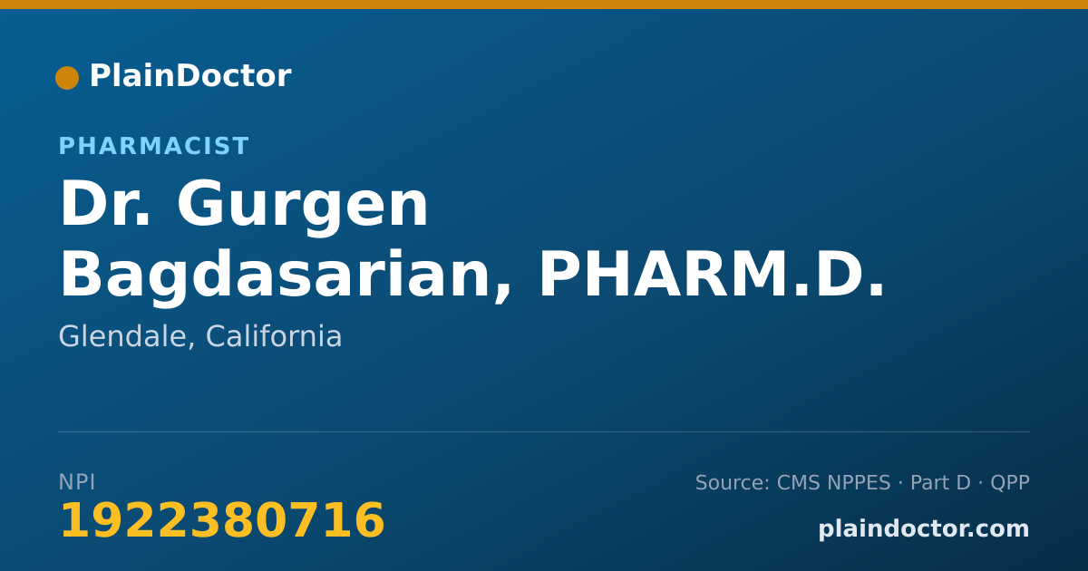 Shareable card for Gurgen Bagdasarian, PHARM.D. - Pharmacist, Glendale, CA