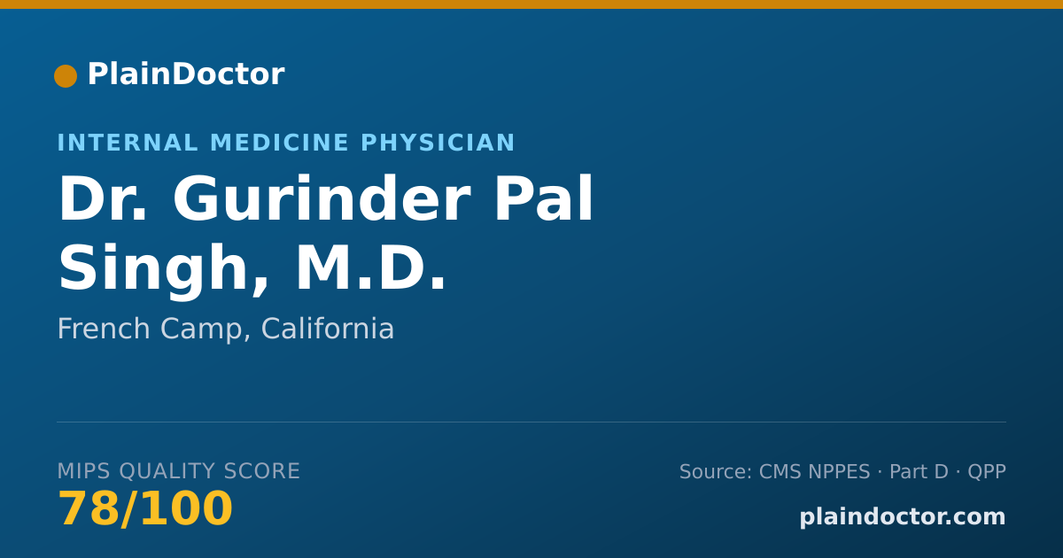 Shareable card for Gurinder Pal Singh, M.D. - Internal Medicine Physician, French Camp, CA
