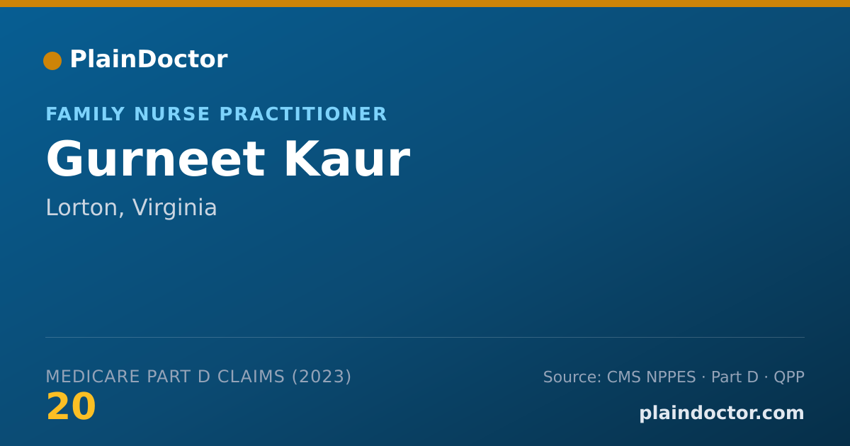 Shareable card for Gurneet Kaur - Family Nurse Practitioner, Lorton, VA