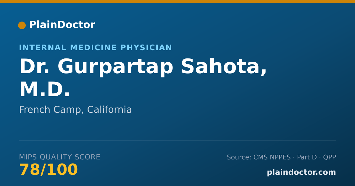 Shareable card for Gurpartap Sahota, M.D. - Internal Medicine Physician, French Camp, CA