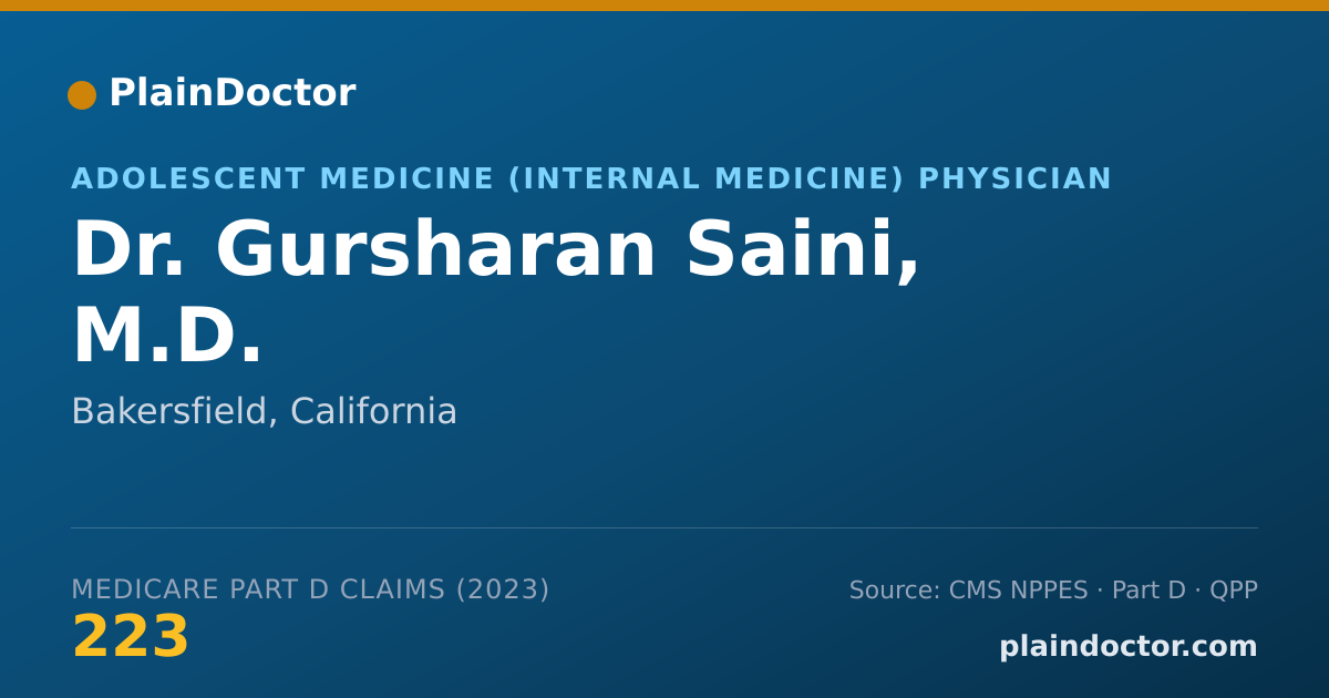 Shareable card for Gursharan Saini, M.D. - Adolescent Medicine (Internal Medicine) Physician, Bakersfield, CA