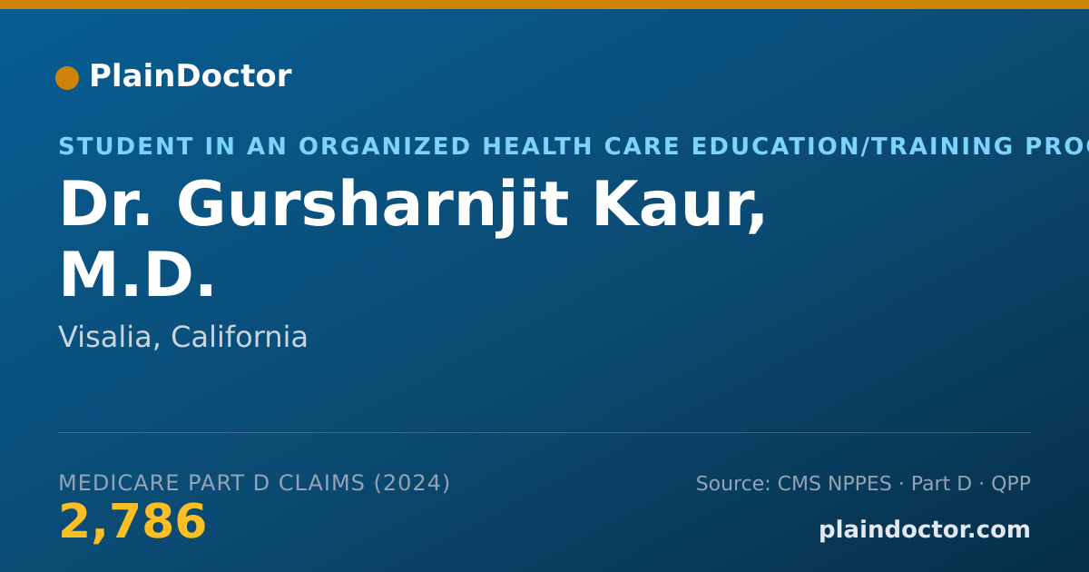 Shareable card for Gursharnjit Kaur, M.D. - Student in an Organized Health Care Education/Training Program, Visalia, CA