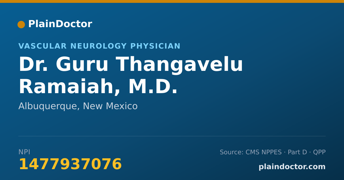 Shareable card for Guru Thangavelu Ramaiah, M.D. - Vascular Neurology Physician, Albuquerque, NM