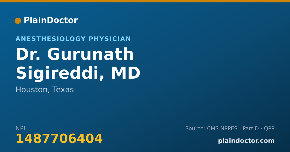 Shareable card for Gurunath Sigireddi, MD - Anesthesiology Physician, Houston, TX