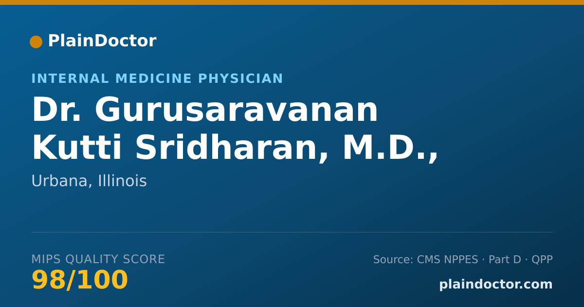 Shareable card for Gurusaravanan Kutti Sridharan, M.D., - Internal Medicine Physician, Urbana, IL