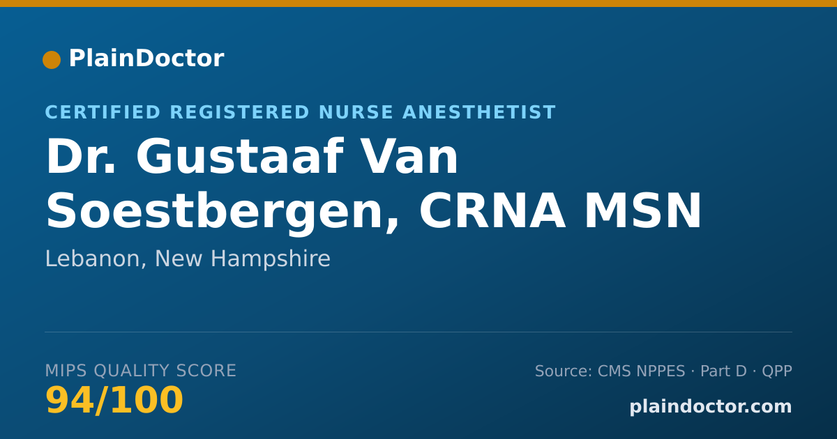 Shareable card for Gustaaf Van Soestbergen, CRNA MSN MPA - Certified Registered Nurse Anesthetist, Lebanon, NH