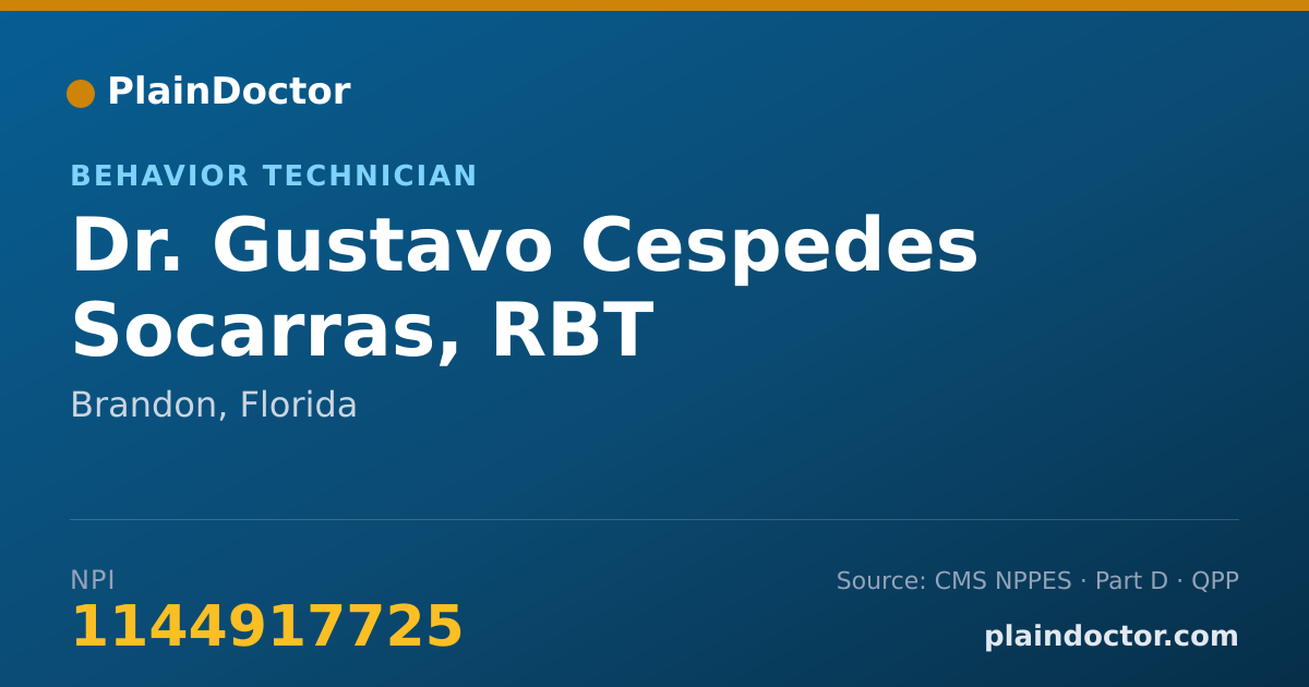 Shareable card for Gustavo Cespedes Socarras, RBT - Behavior Technician, Brandon, FL