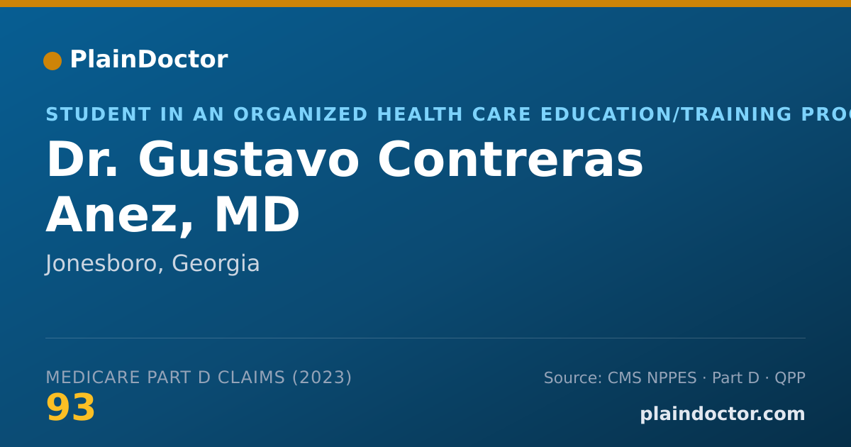 Shareable card for Gustavo Contreras Anez, MD - Student in an Organized Health Care Education/Training Program, Jonesboro, GA