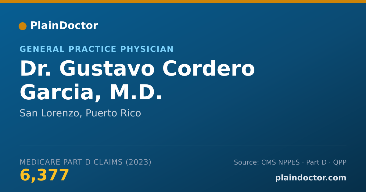 Shareable card for Gustavo Cordero Garcia, M.D. - General Practice Physician, San Lorenzo, PR