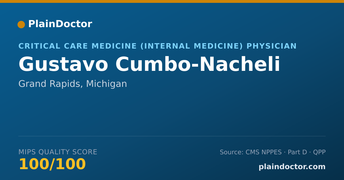Shareable card for Gustavo Cumbo-Nacheli - Critical Care Medicine (Internal Medicine) Physician, Grand Rapids, MI