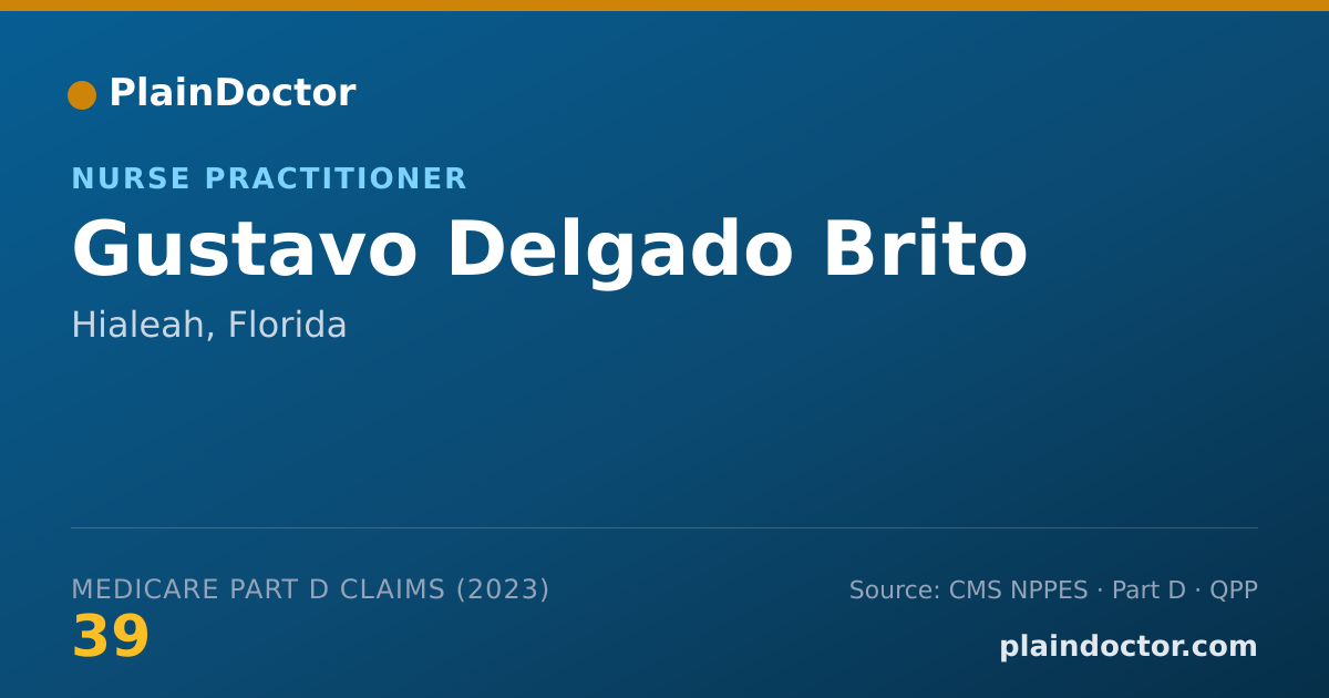 Shareable card for Gustavo Delgado Brito - Nurse Practitioner, Hialeah, FL
