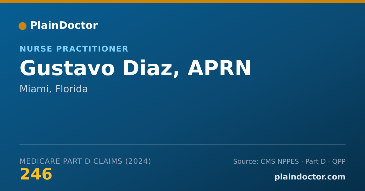 Shareable card for Gustavo Diaz, APRN - Nurse Practitioner, Miami, FL