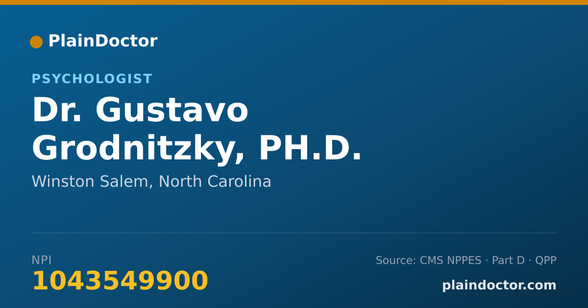 Shareable card for Gustavo Grodnitzky, PH.D. - Psychologist, Winston Salem, NC