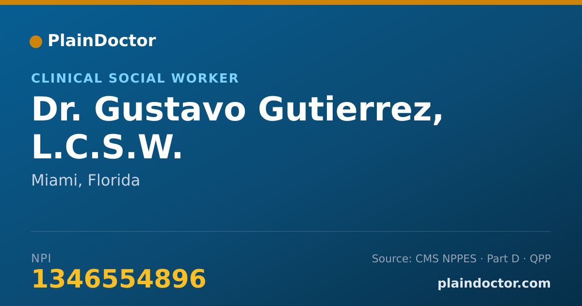 Shareable card for Gustavo Gutierrez, L.C.S.W. - Clinical Social Worker, Miami, FL