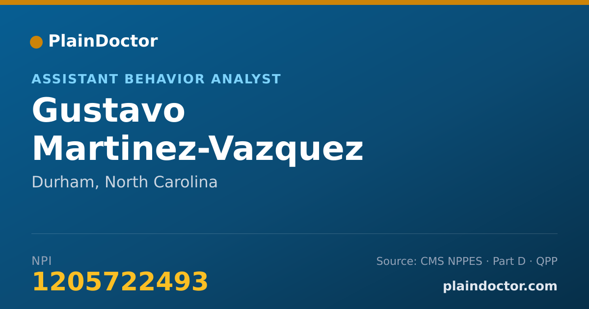 Shareable card for Gustavo Martinez-Vazquez - Assistant Behavior Analyst, Durham, NC