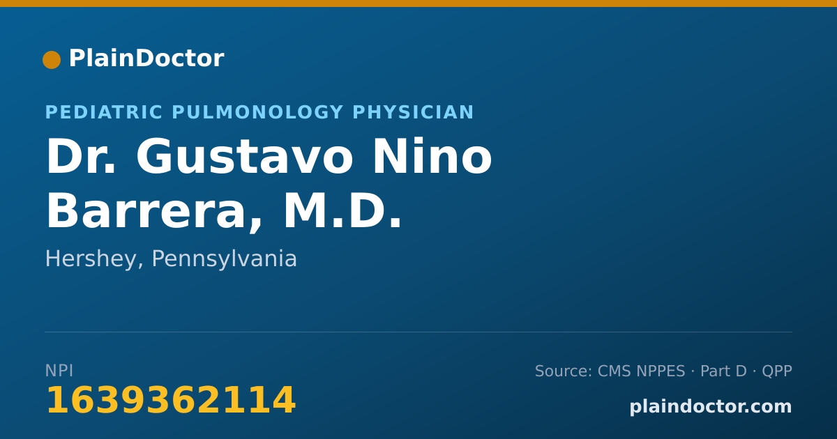 Shareable card for Gustavo Nino Barrera, M.D. - Pediatric Pulmonology Physician, Hershey, PA