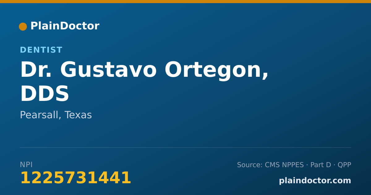 Shareable card for Gustavo Ortegon, DDS - Dentist, Pearsall, TX