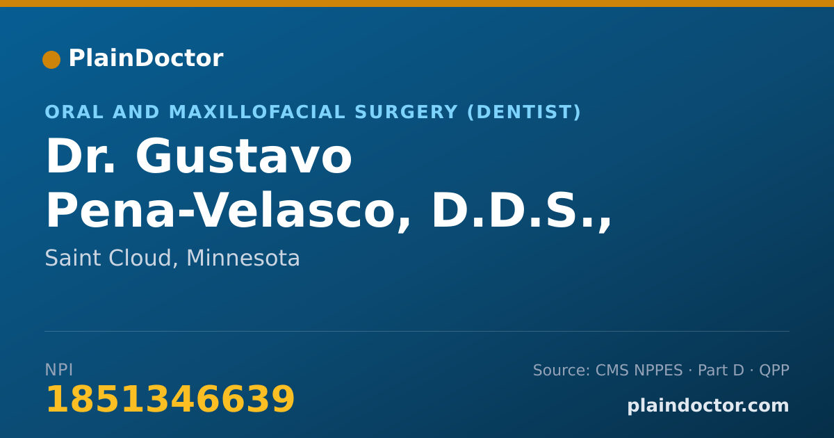 Shareable card for Gustavo Pena-Velasco, D.D.S., M.S. - Oral and Maxillofacial Surgery (Dentist), Saint Cloud, MN