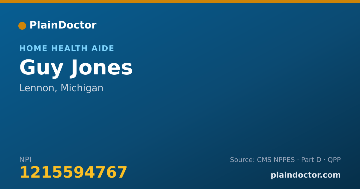 Shareable card for Guy Jones - Home Health Aide, Lennon, MI