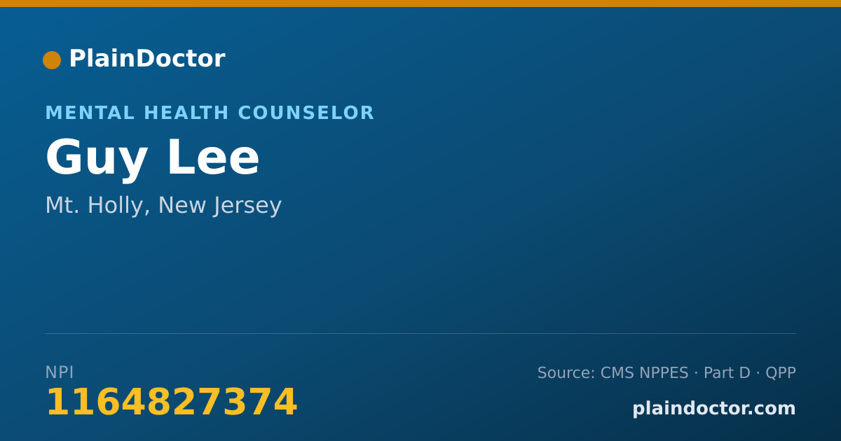 Shareable card for Guy Lee - Mental Health Counselor, Mt. Holly, NJ