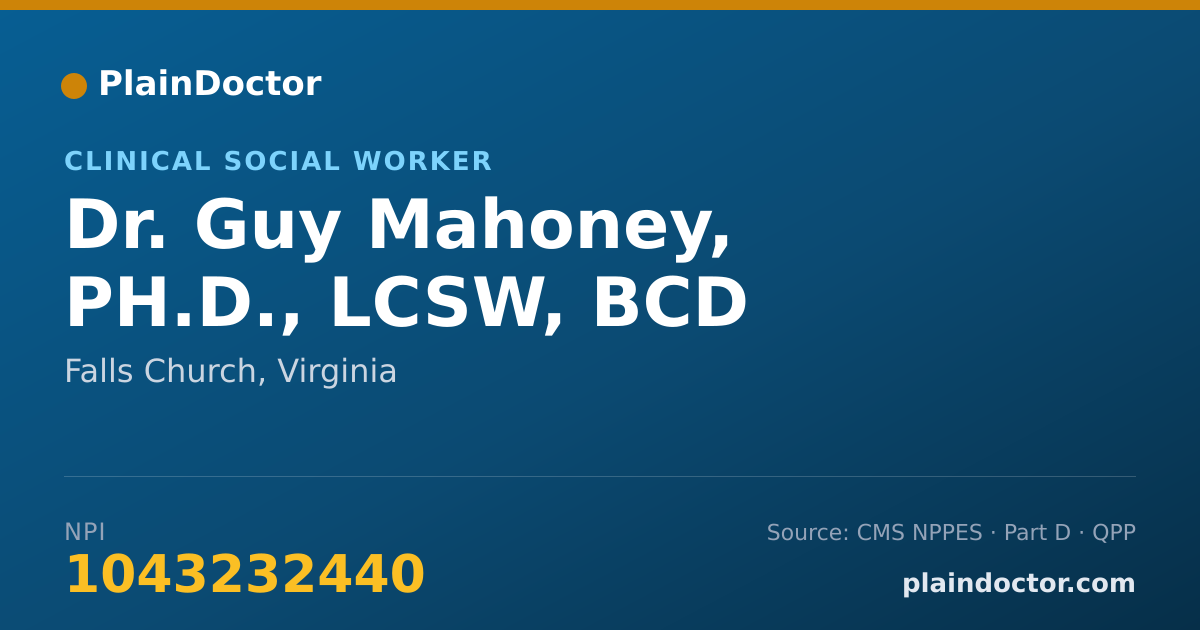 Shareable card for Guy Mahoney, PH.D., LCSW, BCD - Clinical Social Worker, Falls Church, VA