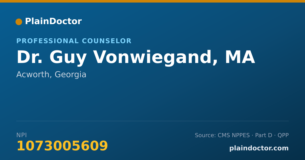 Shareable card for Guy Vonwiegand, MA - Professional Counselor, Acworth, GA