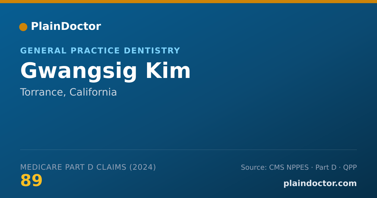 Shareable card for Gwangsig Kim - General Practice Dentistry, Torrance, CA