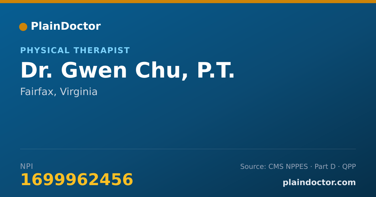 Shareable card for Gwen Chu, P.T. - Physical Therapist, Fairfax, VA