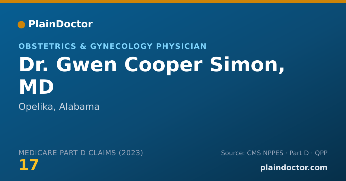 Shareable card for Gwen Cooper Simon, MD - Obstetrics & Gynecology Physician, Opelika, AL