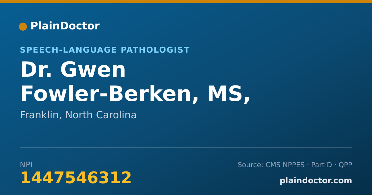 Shareable card for Gwen Fowler-Berken, MS, CCC-SLP - Speech-Language Pathologist, Franklin, NC