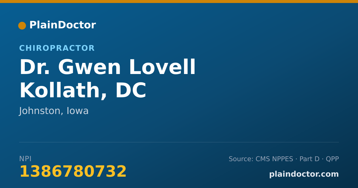 Shareable card for Gwen Lovell Kollath, DC - Chiropractor, Johnston, IA
