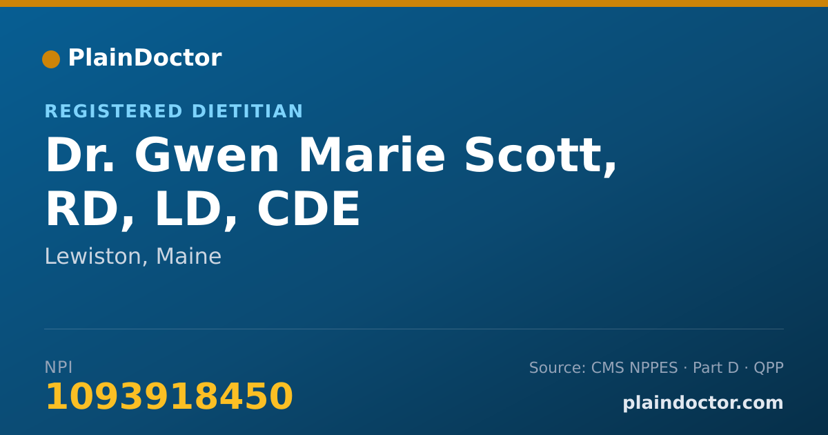 Shareable card for Gwen Marie Scott, RD, LD, CDE - Registered Dietitian, Lewiston, ME