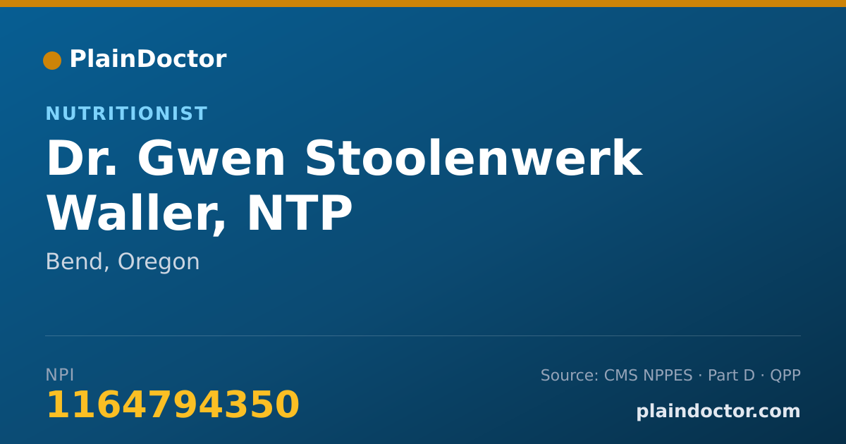 Shareable card for Gwen Stoolenwerk Waller, NTP - Nutritionist, Bend, OR