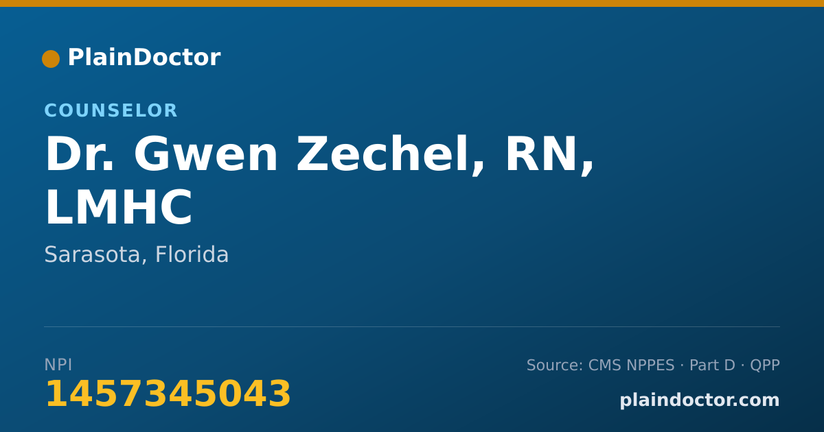Shareable card for Gwen Zechel, RN, LMHC - Counselor, Sarasota, FL