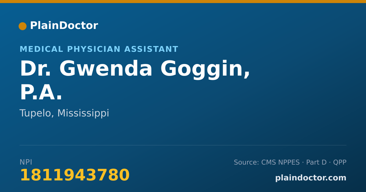 Shareable card for Gwenda Goggin, P.A. - Medical Physician Assistant, Tupelo, MS