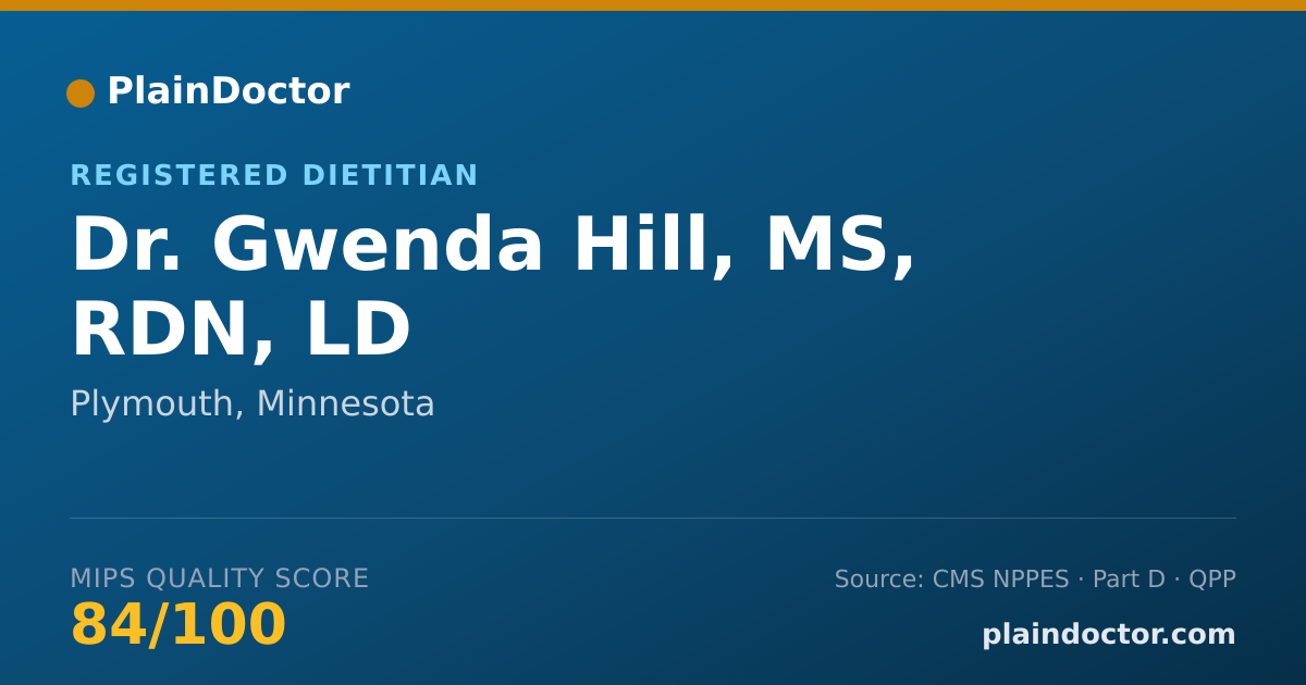Shareable card for Gwenda Hill, MS, RDN, LD - Registered Dietitian, Plymouth, MN
