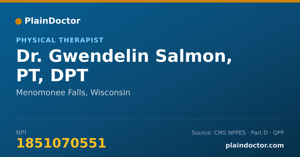 Shareable card for Gwendelin Salmon, PT, DPT - Physical Therapist, Menomonee Falls, WI