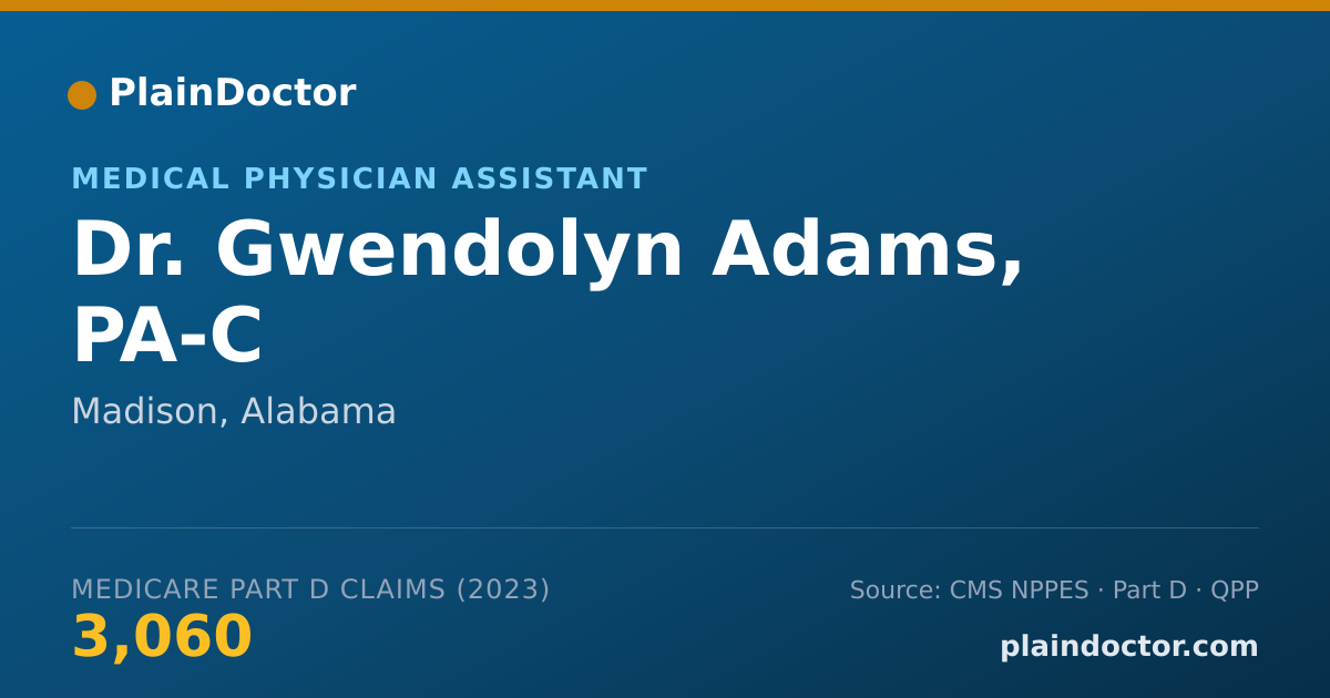 Shareable card for Gwendolyn Adams, PA-C - Medical Physician Assistant, Madison, AL