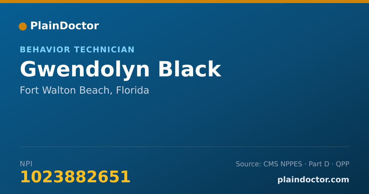 Shareable card for Gwendolyn Black - Behavior Technician, Fort Walton Beach, FL