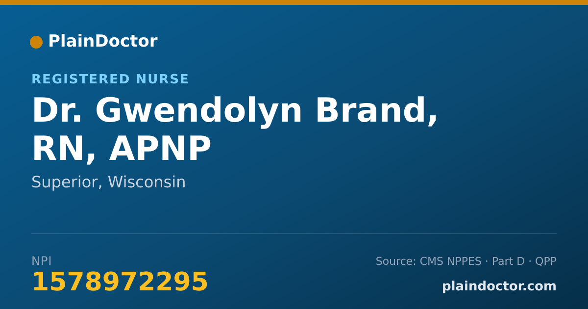 Shareable card for Gwendolyn Brand, RN, APNP - Registered Nurse, Superior, WI