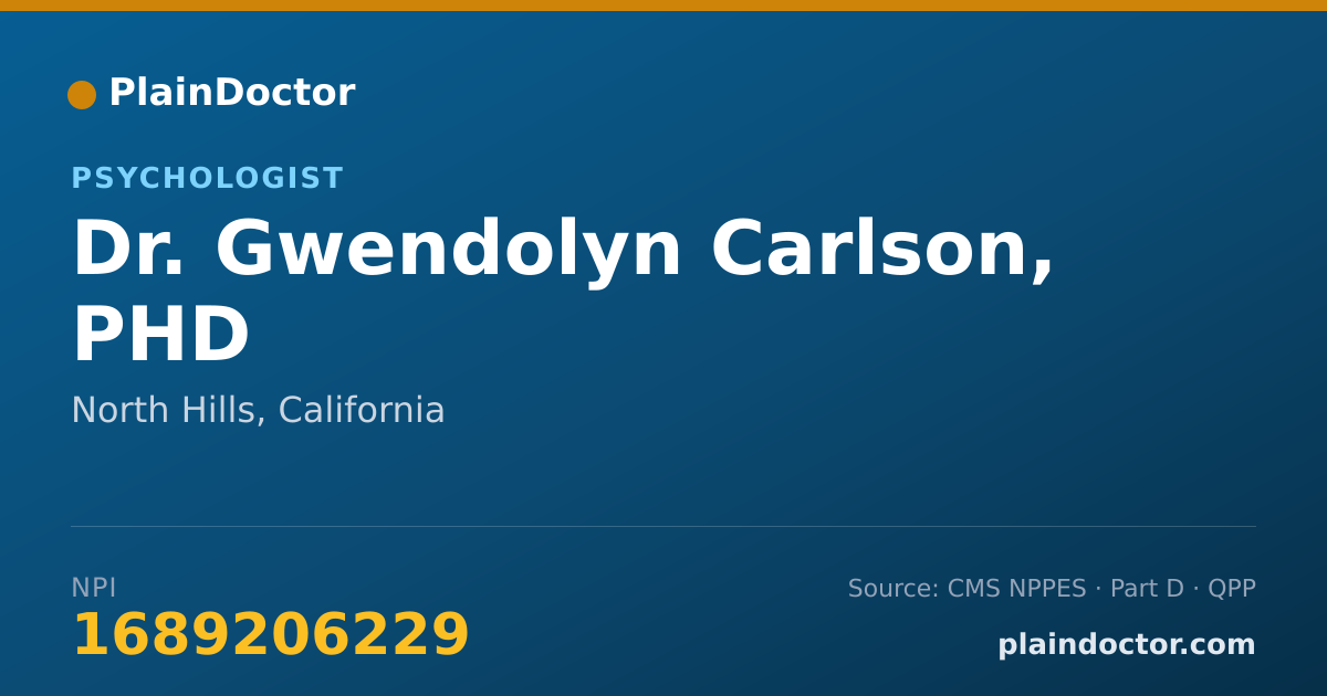 Shareable card for Gwendolyn Carlson, PHD - Psychologist, North Hills, CA