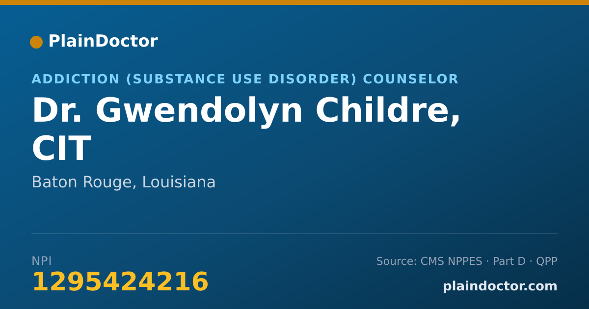 Shareable card for Gwendolyn Childre, CIT - Addiction (Substance Use Disorder) Counselor, Baton Rouge, LA