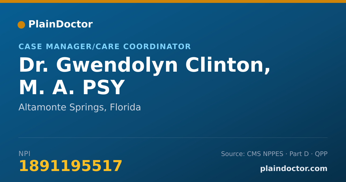 Shareable card for Gwendolyn Clinton, M. A. PSY - Case Manager/Care Coordinator, Altamonte Springs, FL